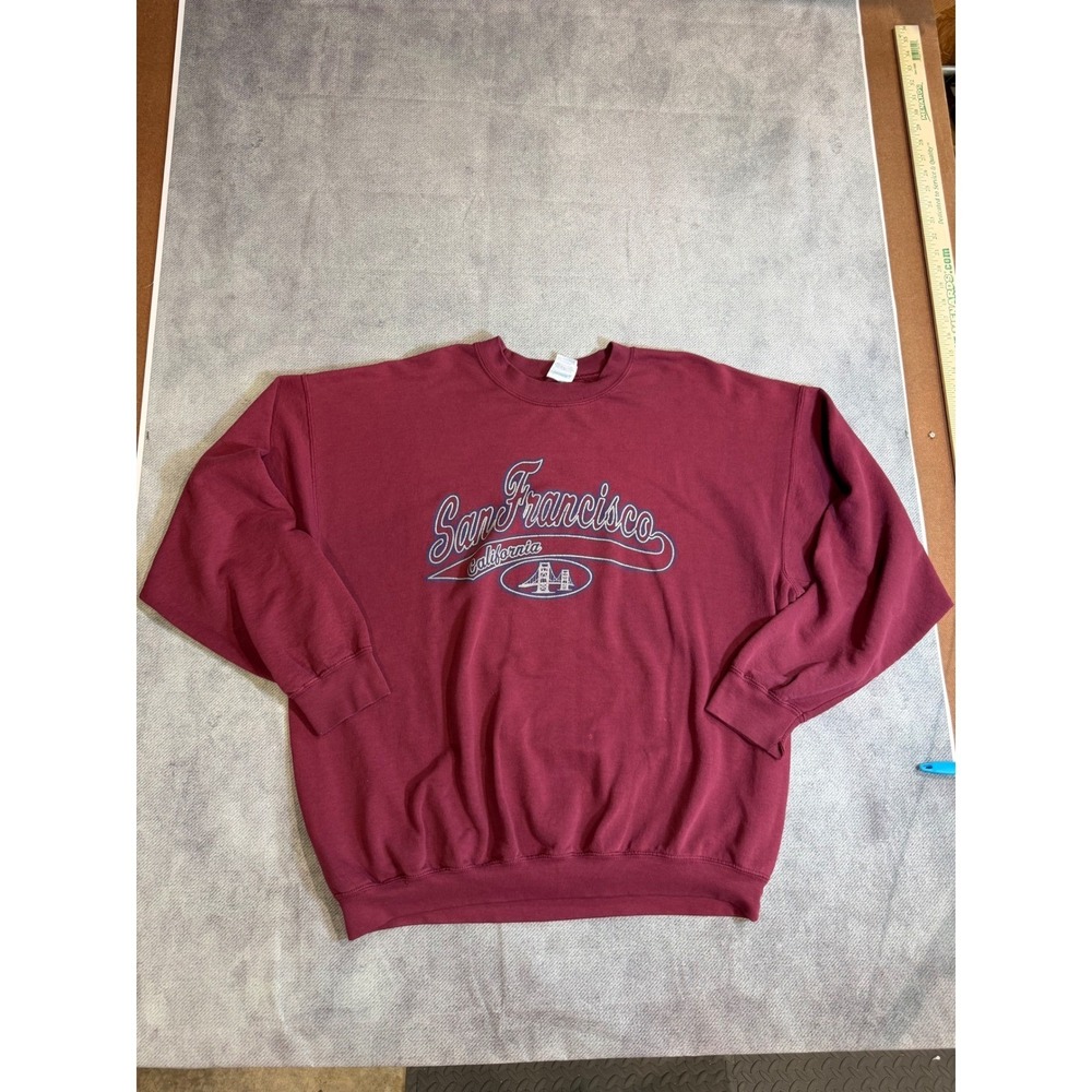 Gildan San Francisco California Sweatshirt XL Maroon Crewneck Vintage